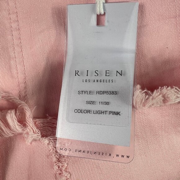 Risen Jeans Women's 32x31* High Rise Wide Leg Pink Stretch Raw Hem Denim Tag 30 - Picture 5 of 16